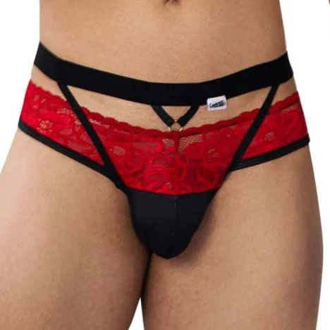 CandyMan Jockstrap Dentelle LALITA Noir et Rouge