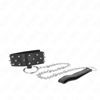 Collier avec Laisse Clous Argentés Réglable 65cm - KINK