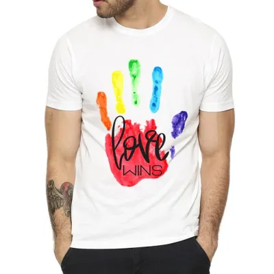 T-shirt MAIN RAINBOW Blanc
