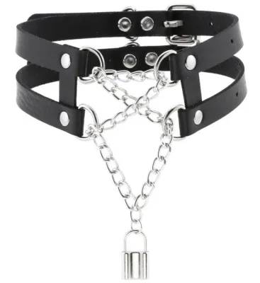 Collier Ras de cou PENDANT LOCK Noir