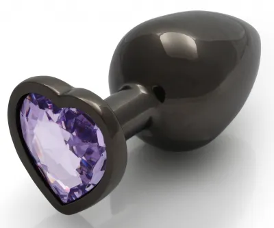 Plug Bijou anal HEART GEM M 7 x 3.3cm Noir-Violet