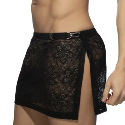 Addicted Jupe homme en dentelle FLOWERY LACE Noire