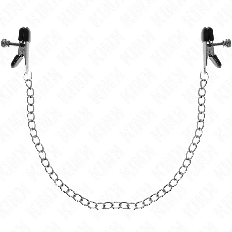 Pinces à Tétons Chaîne Plate Argent 34 cm - KINK
