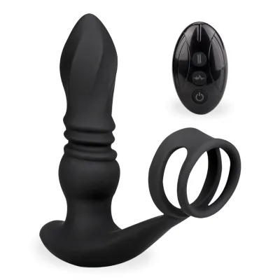 Plug anal vibrant et va-et-vient avec double anneau Toronto