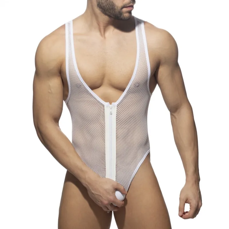 AD Fetish Body ZIP MESH Blanc