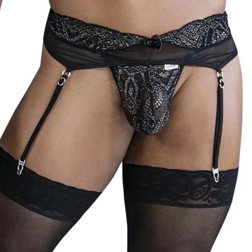 CandyMan String et Porte-jarretelles HERIA Noir