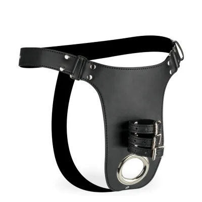 String cage de chasteté en similicuir Hold It