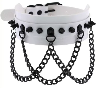 Collier à pointes PIKY Blanc-Noir