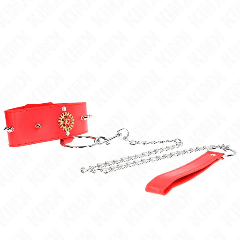 Collier BDSM Diamants Rouges avec Laisse 65cm - KINK