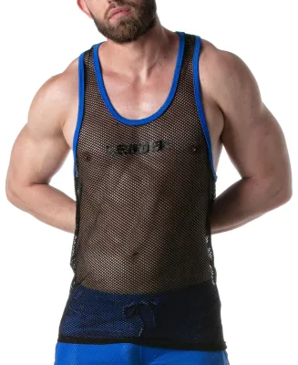 LEADER Débardeur en mesh TANK TOP Noir-Bleu