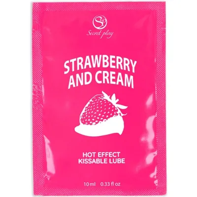 Lubrifiant 2 en 1 effet chaleur fraise & crème monodose 10ml - Secret Play