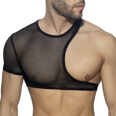 Crop Top IRREGULAR MESH Noir
