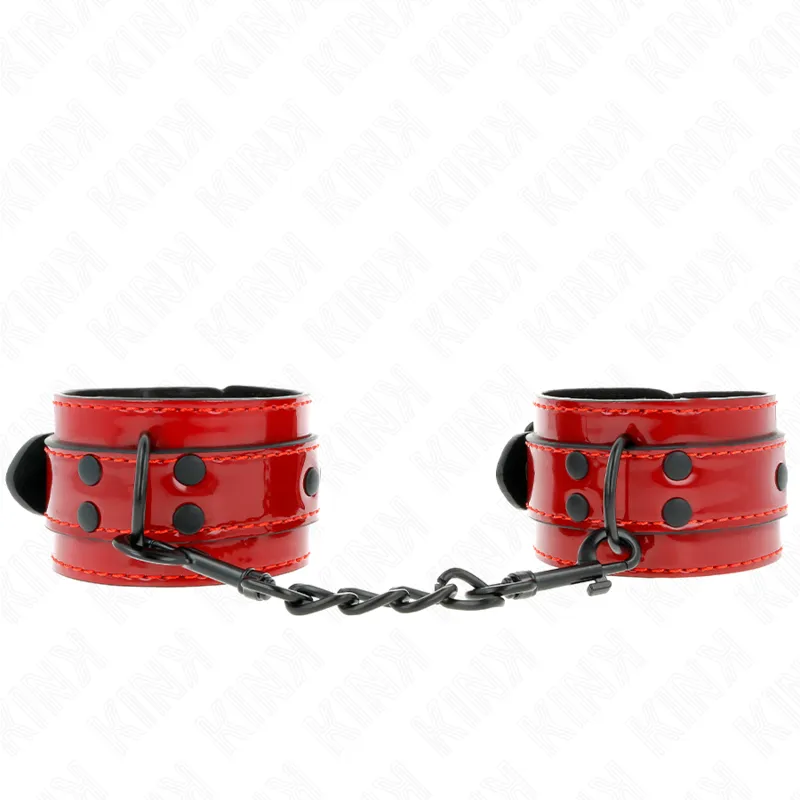Menottes Cuir KINK Poignets Rouge Foncé 23x5cm - KINK