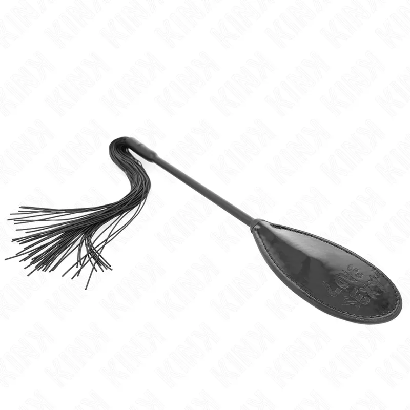 Paddle inscription Love & Sexy avec martinet noir - Kink