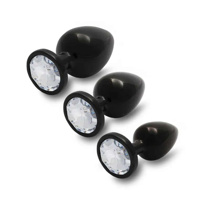 Plug bijou Métallique Rond Gunmetal - Diamant