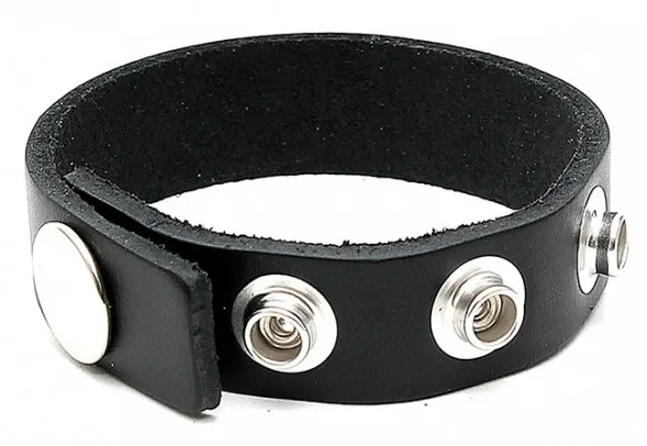 Anneau pénien en cuir BRUT 4 Pressions Noir
