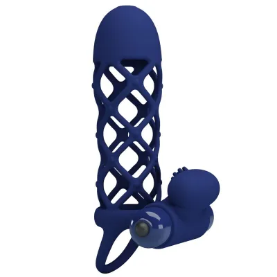 Gaine Pénis Vibrant Pretty Love avec Anneau Bleu - Pretty Love