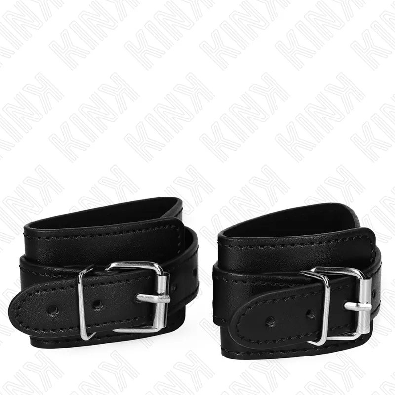 Menottes Cuir Verrouillables Dungeon Noir Ajustables - KINK
