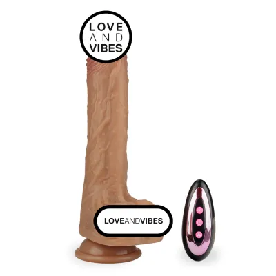 Gode godemichet ventouse vibrant va-et-vient et chauffant Yacine gode vaginal ou anal homme ou femme - Peau mate