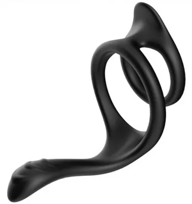 Anneau pénien en silicone DOUBLE STIM Noir