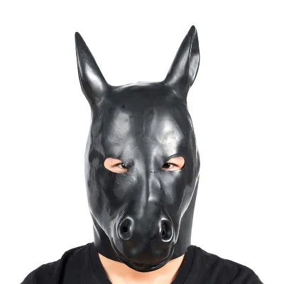 Masque Tête de cheval en latex HORSE Noir