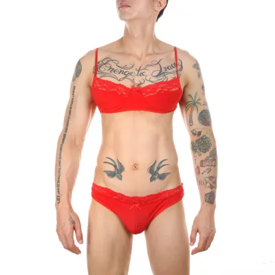 NoGenderWear Ensemble Slip et Bra TARMINA Rouge