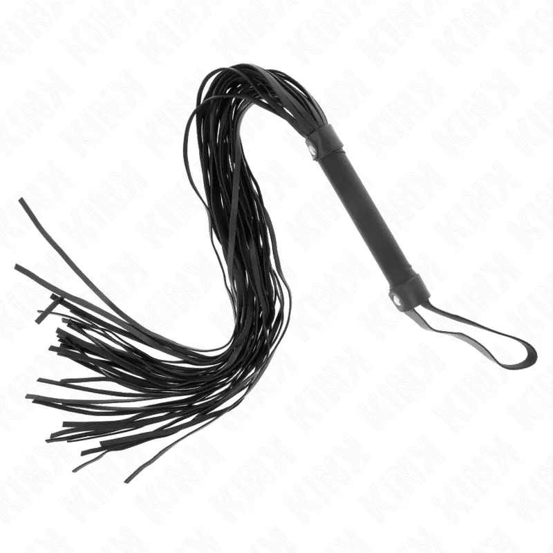 Martinet BDSM imitation peau de mouton noir 60 cm - Kink