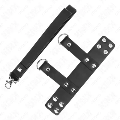 Anneau Pénien Cuir Réglable avec Sangle - KINK
