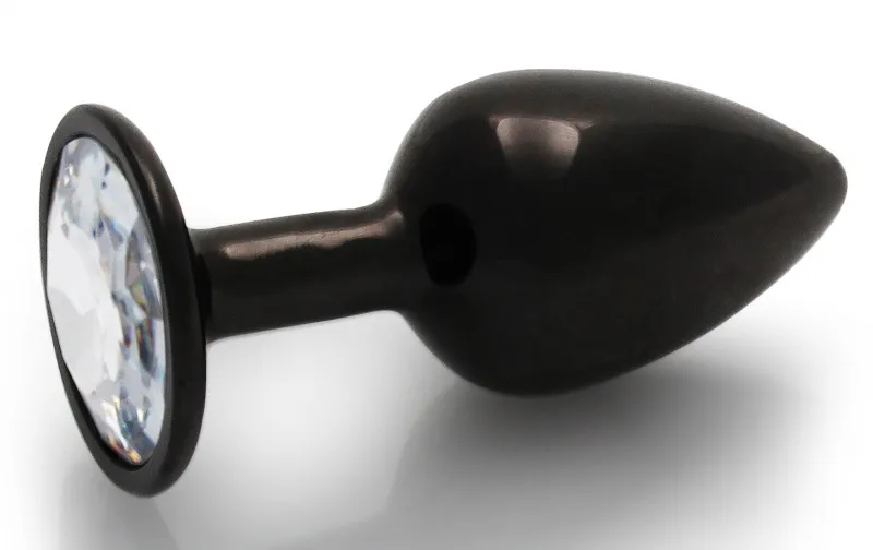 Plug Bijou anal ROUND GEM S 6 x 2.6cm Noir-transparent