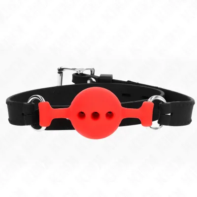 Bâillon boule silicone taille S rouge ajustable - Kink
