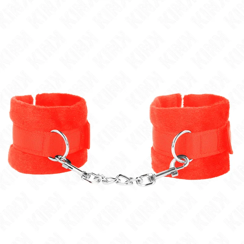 Menottes Fourrure Débutant Rouge 30x7cm - KINK