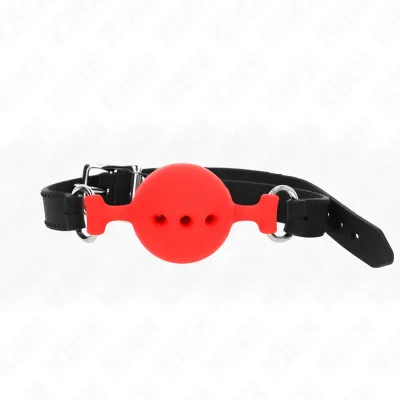 Bâillon boule en silicone 4,5 cm rouge ajustable taille M - Kink