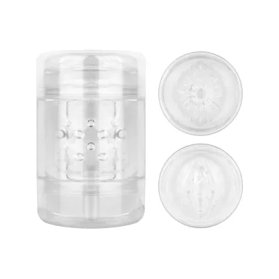 Masturbateur Double Entrée Vaginale et Anale DOUBLE SIDED Transparent