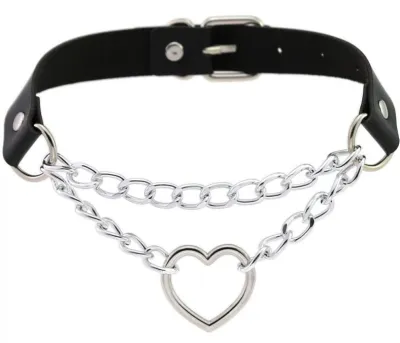 Collier sexy HEART CHAIN Noir