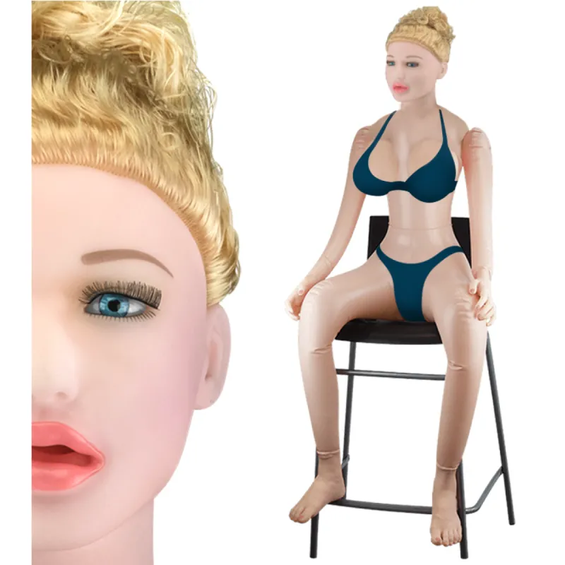 Poupée gonflable assise bouclée blonde Marylin