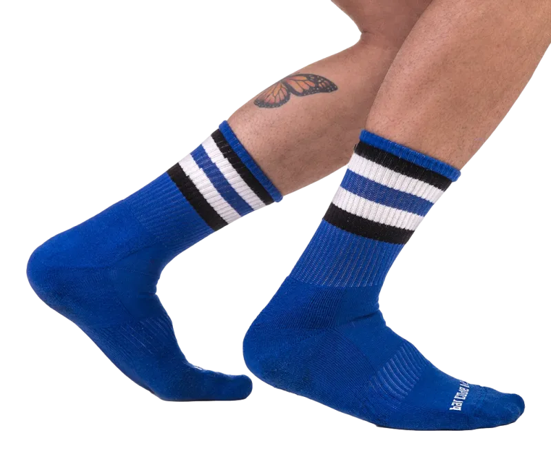 Barcode Berlin Chaussettes HALF FETISH Stripes Bleu Noir Blanc