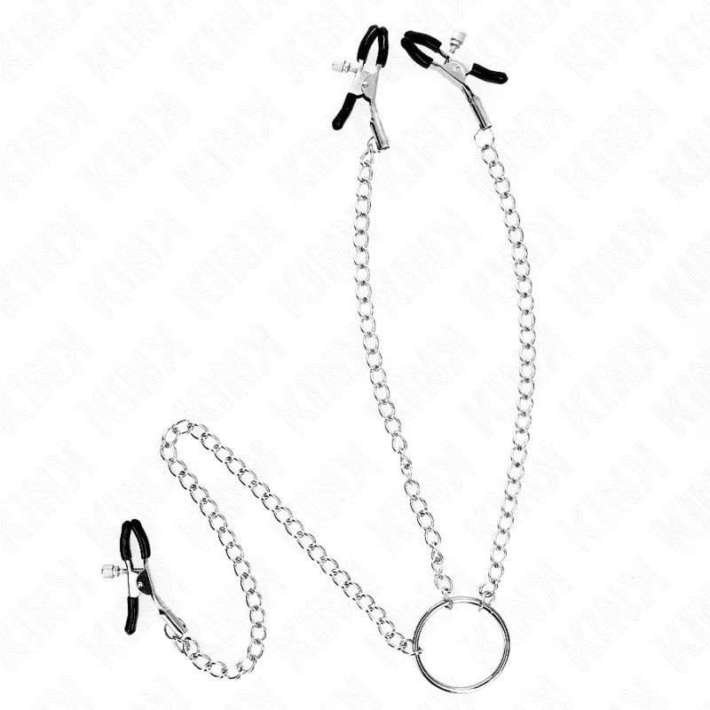 Kit de 3 pinces réglables tétons et clitoris argentées - Kink