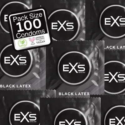 EXS Préservatifs noirs BLACK LATEX 54mm x100