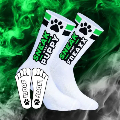 Chaussettes SNEAKFREAXX PUPPY NEON Blanc-Vert