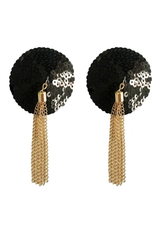 Cache-Tétons Sequin avec Chaîne NIPPLE COUTURE Noir