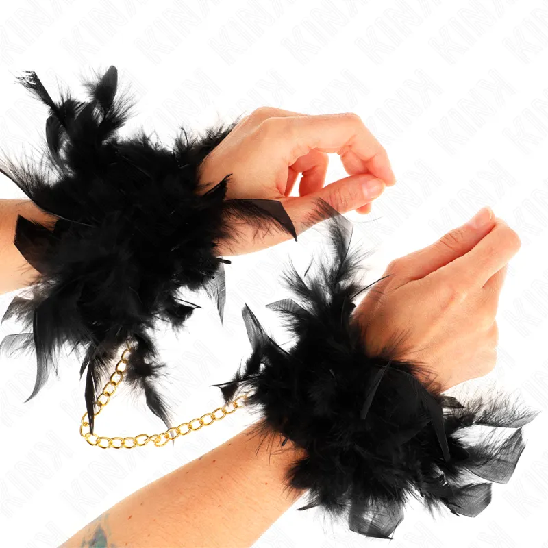 Menottes Plumes KINK avec Chaîne Dorée - KINK
