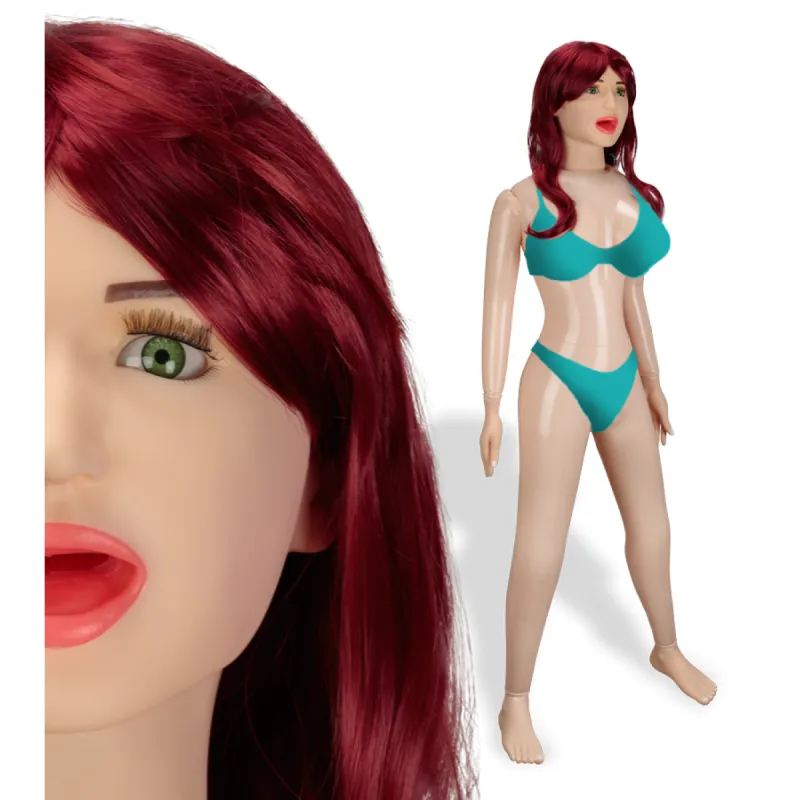 Poupée gonflable haute qualité rousse yeux verts Priscilla