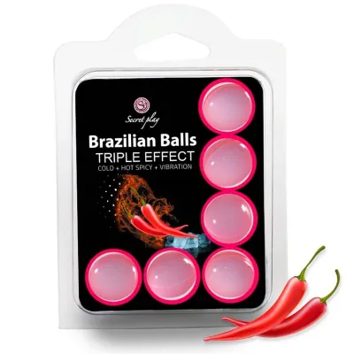 Boules de massage effet froid, épice et vibration x6 - Secret Play