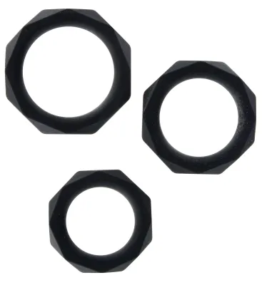 Lot de 3 Anneaux péniens flexibles Silicone POWER HALO Noires