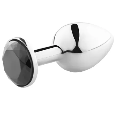 Plug anal métal bijou noir taille S - Secret Play