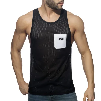 Addicted Débardeur Mesh POCKET CONTRAST Noir-Blanc