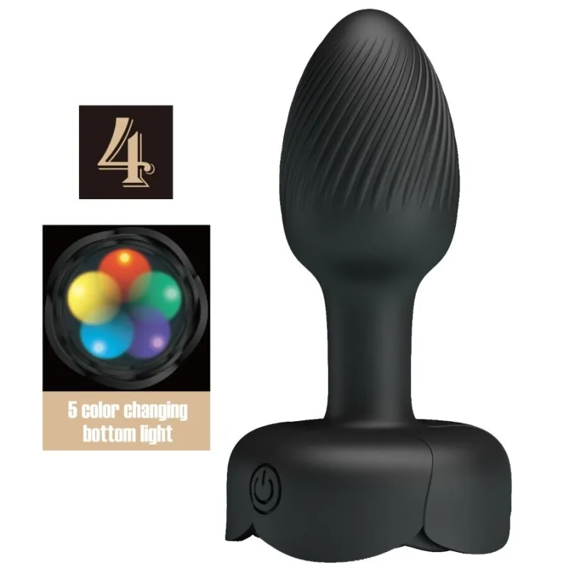 Plug Anal Vibrant Lumineux Olman LED Noir - Pretty Love