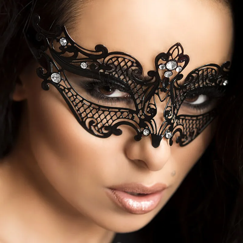 Masque Laiton Noir Cristaux Scintillants - Chilirose