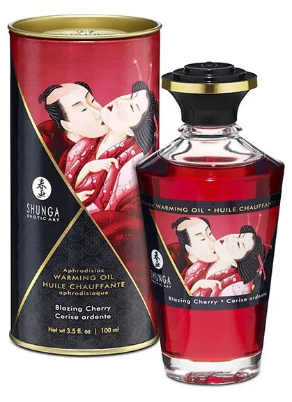 Shunga Huile de massage Chauffante Aphrodisiaque - CERISE Ardente 100ml