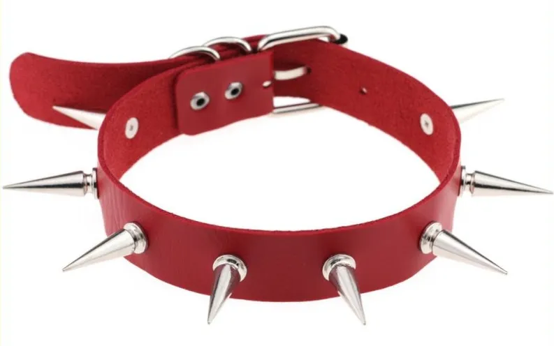 Collier à pointes PIKY LISH Rouge